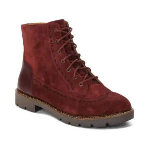 Women's Margot Brogue Lace-Up Boots In Dark Red