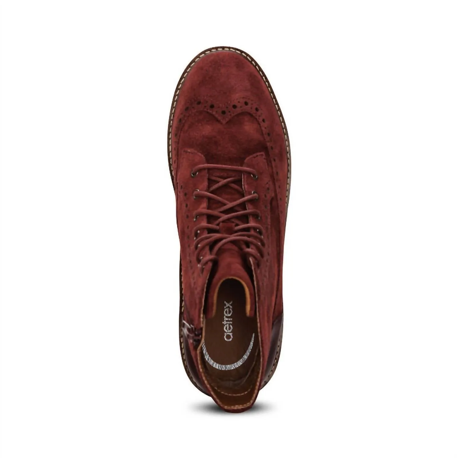 Women's Margot Brogue Lace-Up Boots In Dark Red