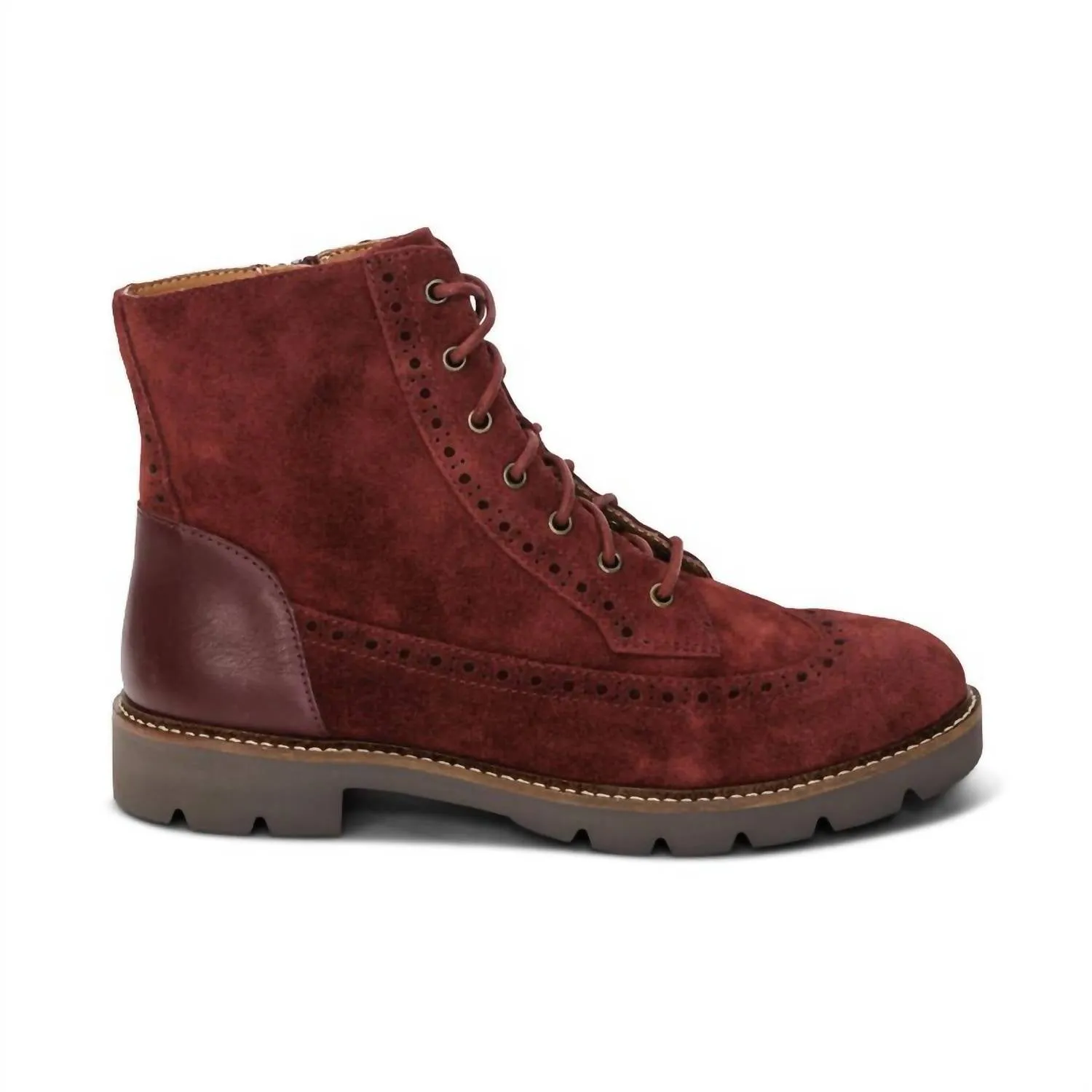 Women's Margot Brogue Lace-Up Boots In Dark Red