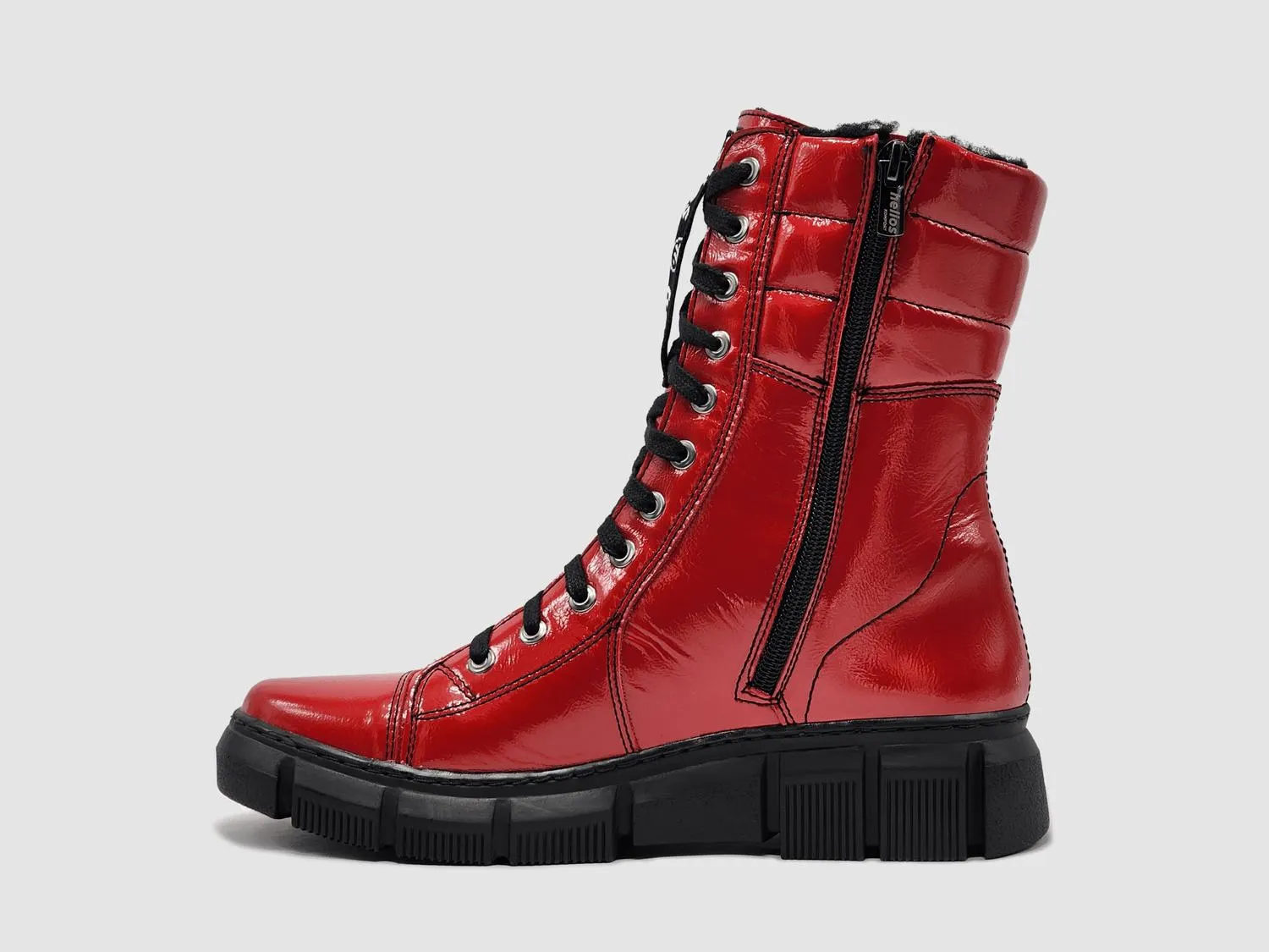 Women's Medusa Fur-Lined Zip-Up Leather Boots In Red