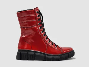 Women's Medusa Fur-Lined Zip-Up Leather Boots In Red