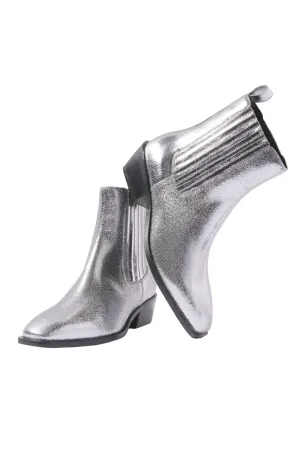 Women's Metallic Leather Boot In Silver