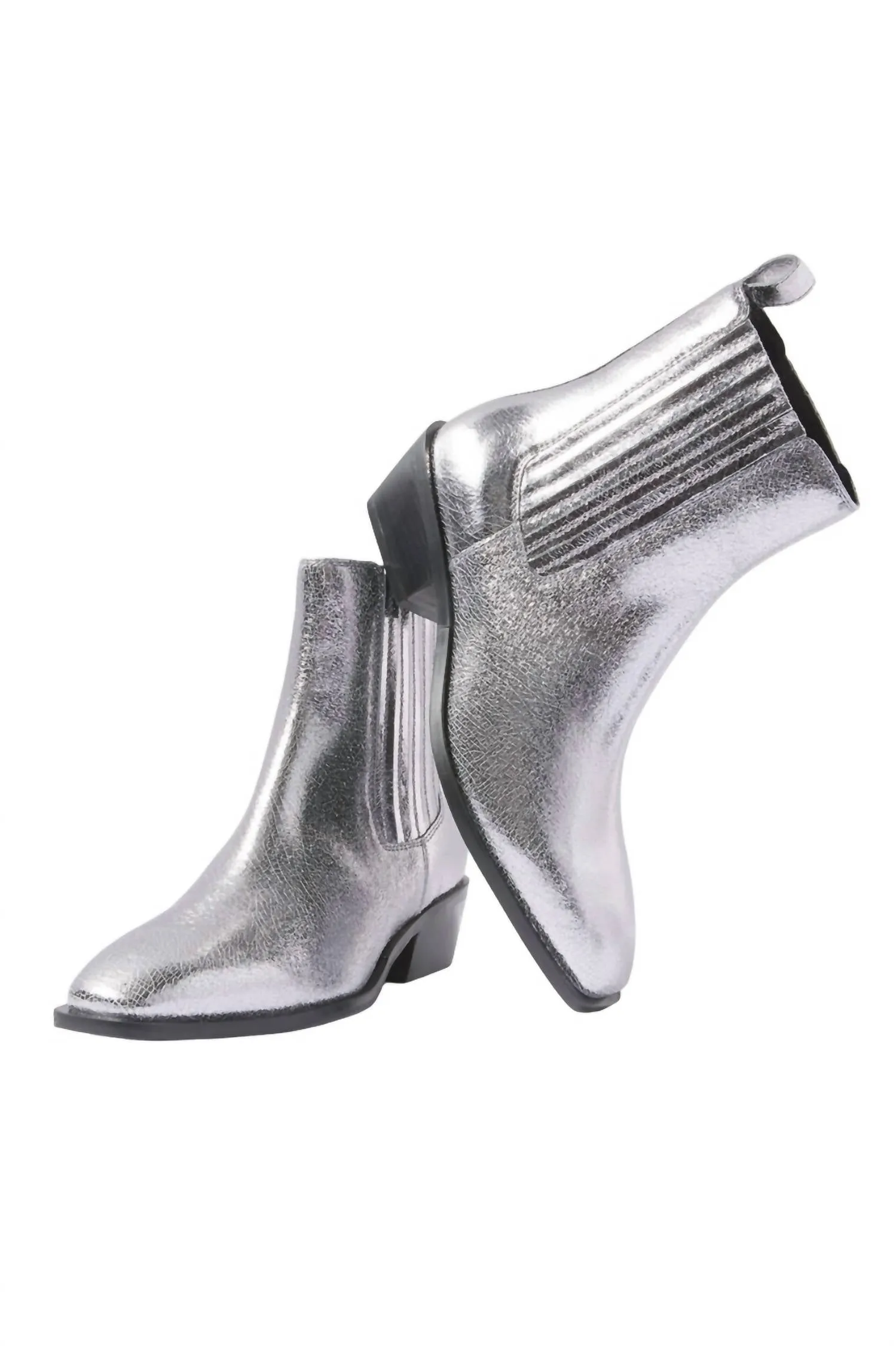 Women's Metallic Leather Boot In Silver