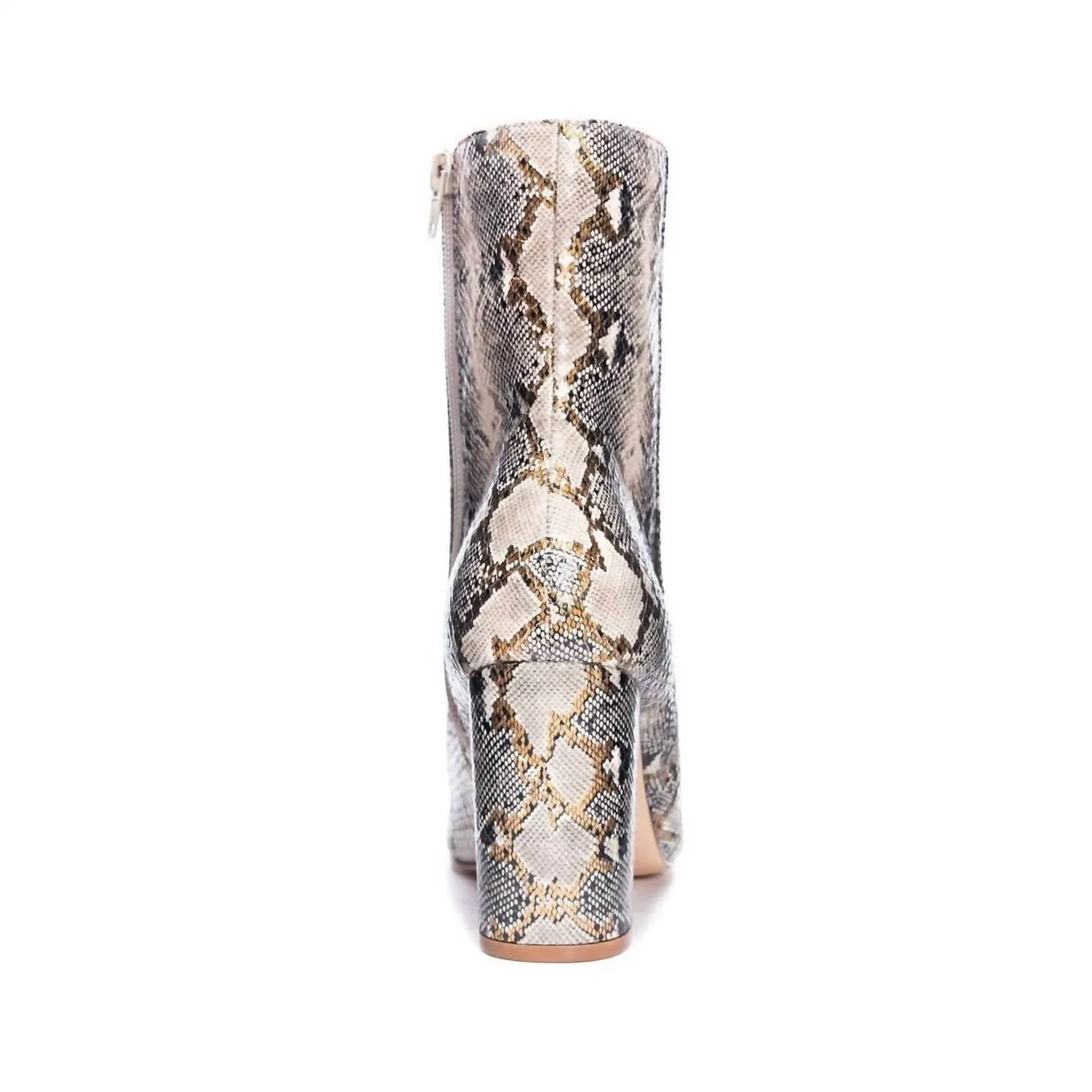 Women's Mid Calf Snake Print Boots In Beige