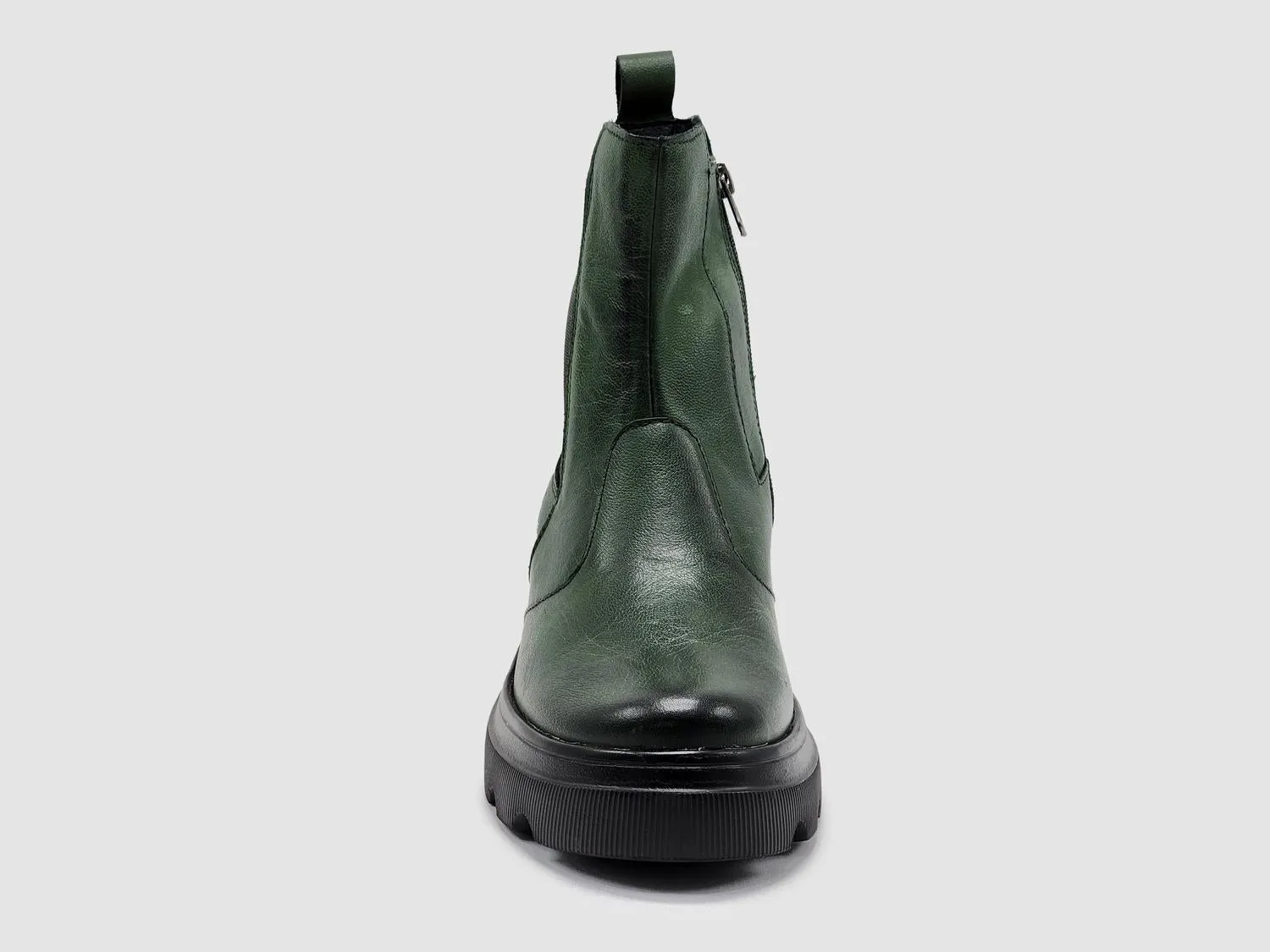 Women's Modern Insulated Zip-Up Chelsea Leather Boots In Green