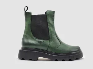 Women's Modern Insulated Zip-Up Chelsea Leather Boots In Green