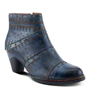 Women's Niobe Leather Bootie In Navy-Multi