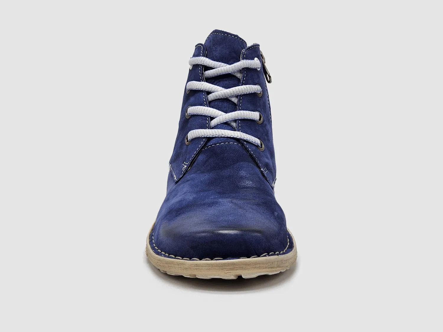 Women's Old-Fashioned Zip-Up Leather Boots In Blue