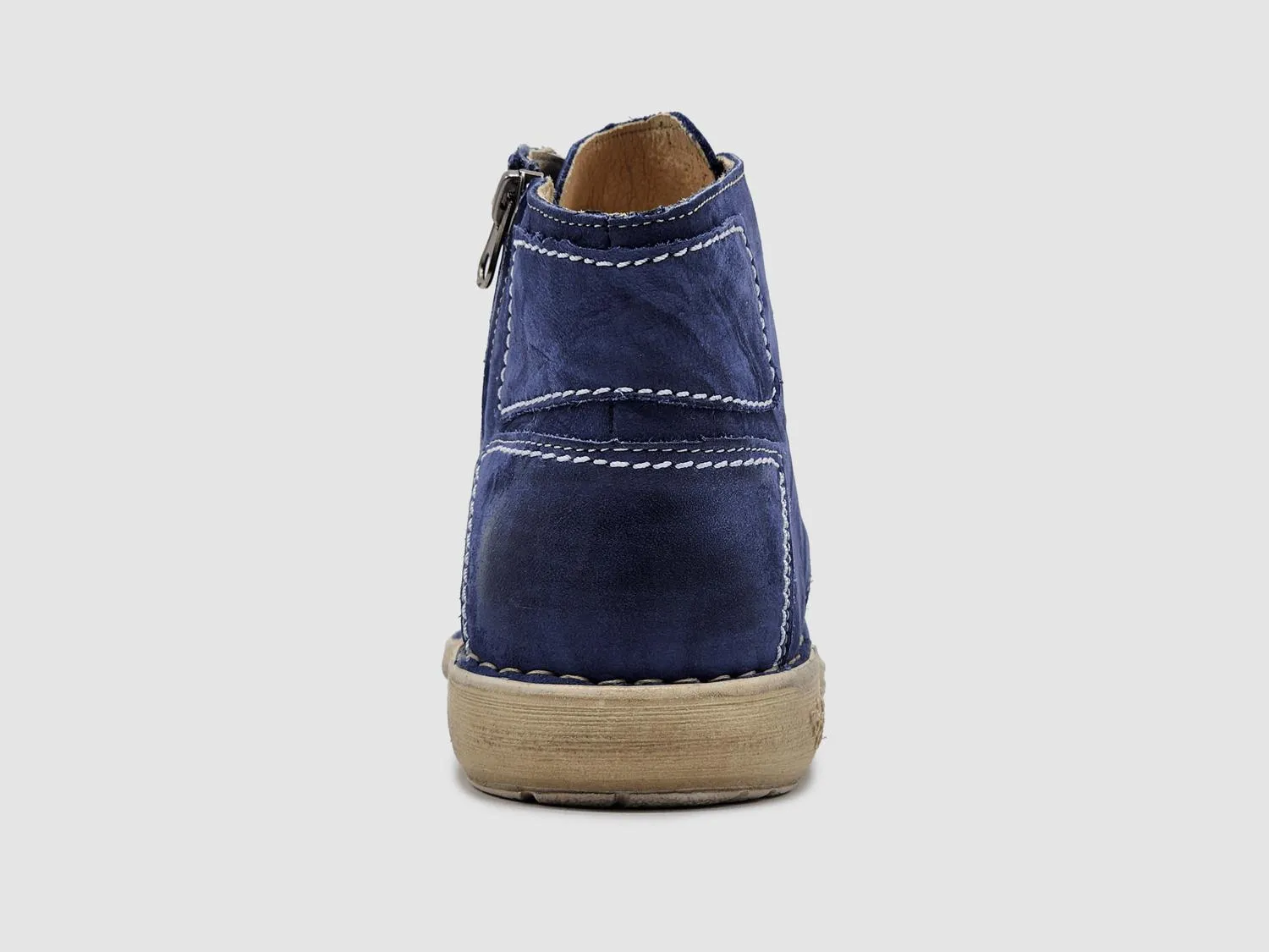 Women's Old-Fashioned Zip-Up Leather Boots In Blue