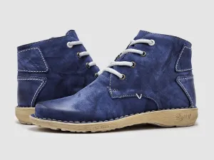 Women's Old-Fashioned Zip-Up Leather Boots In Blue