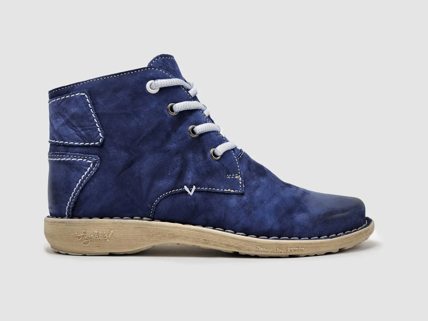 Women's Old-Fashioned Zip-Up Leather Boots In Blue