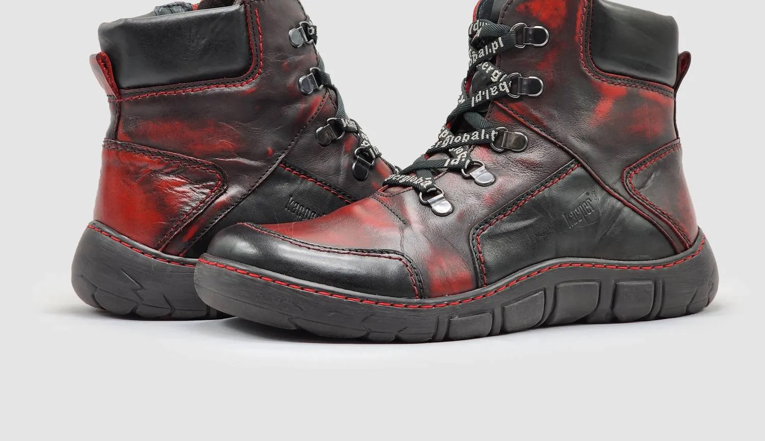 Women's Original Insulated Zip-Up Leather Boots In Black/red