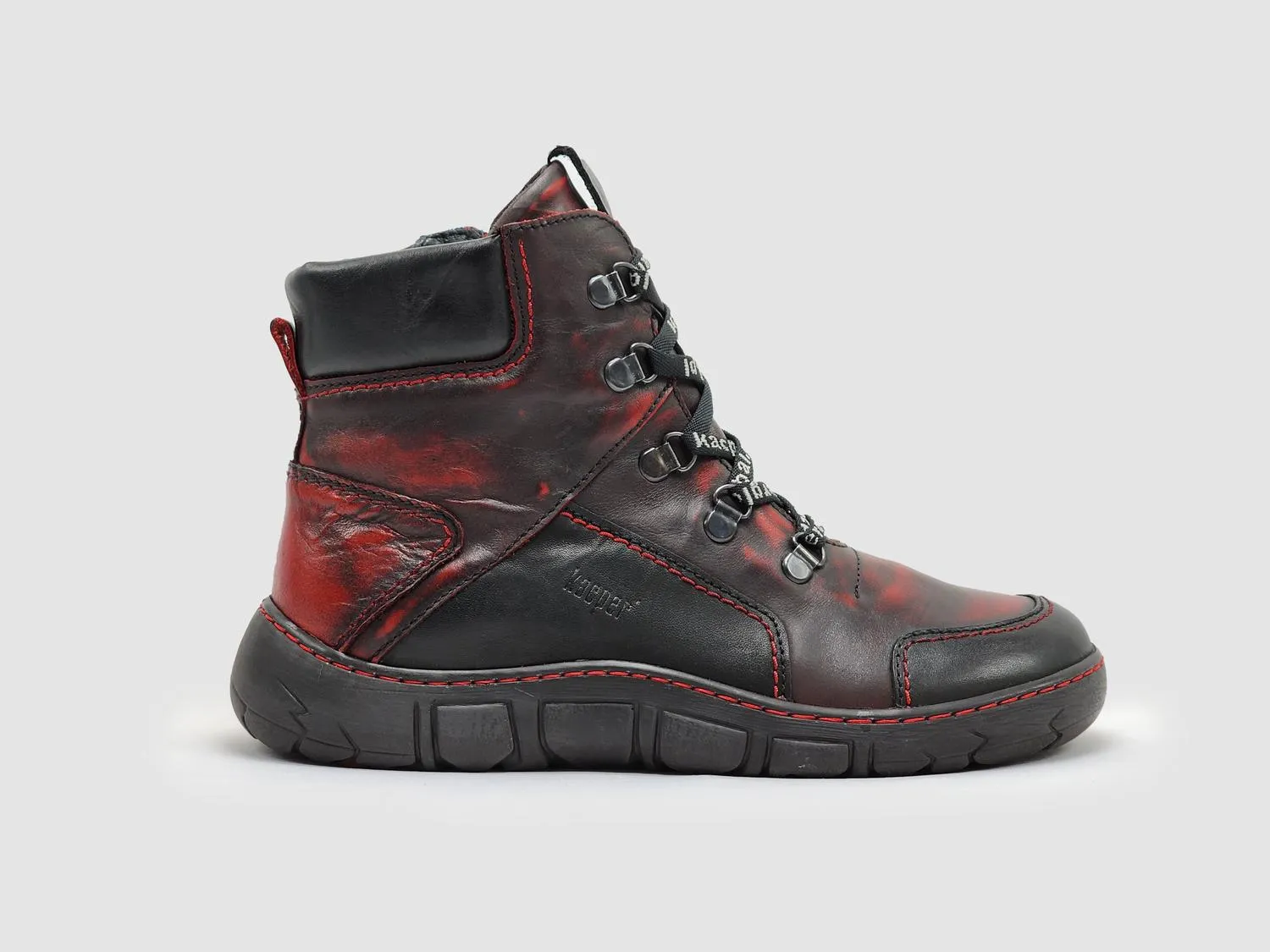 Women's Original Insulated Zip-Up Leather Boots In Black/red