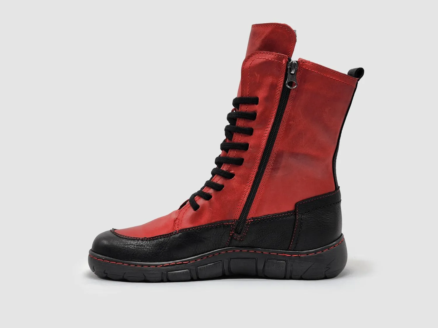 Women's Original Mid Wool-Lined Zip-Up Leather Boots In Red