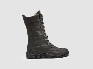 WomenS Original Tall Thick Zip-Up Leather Boots In Dark Grey