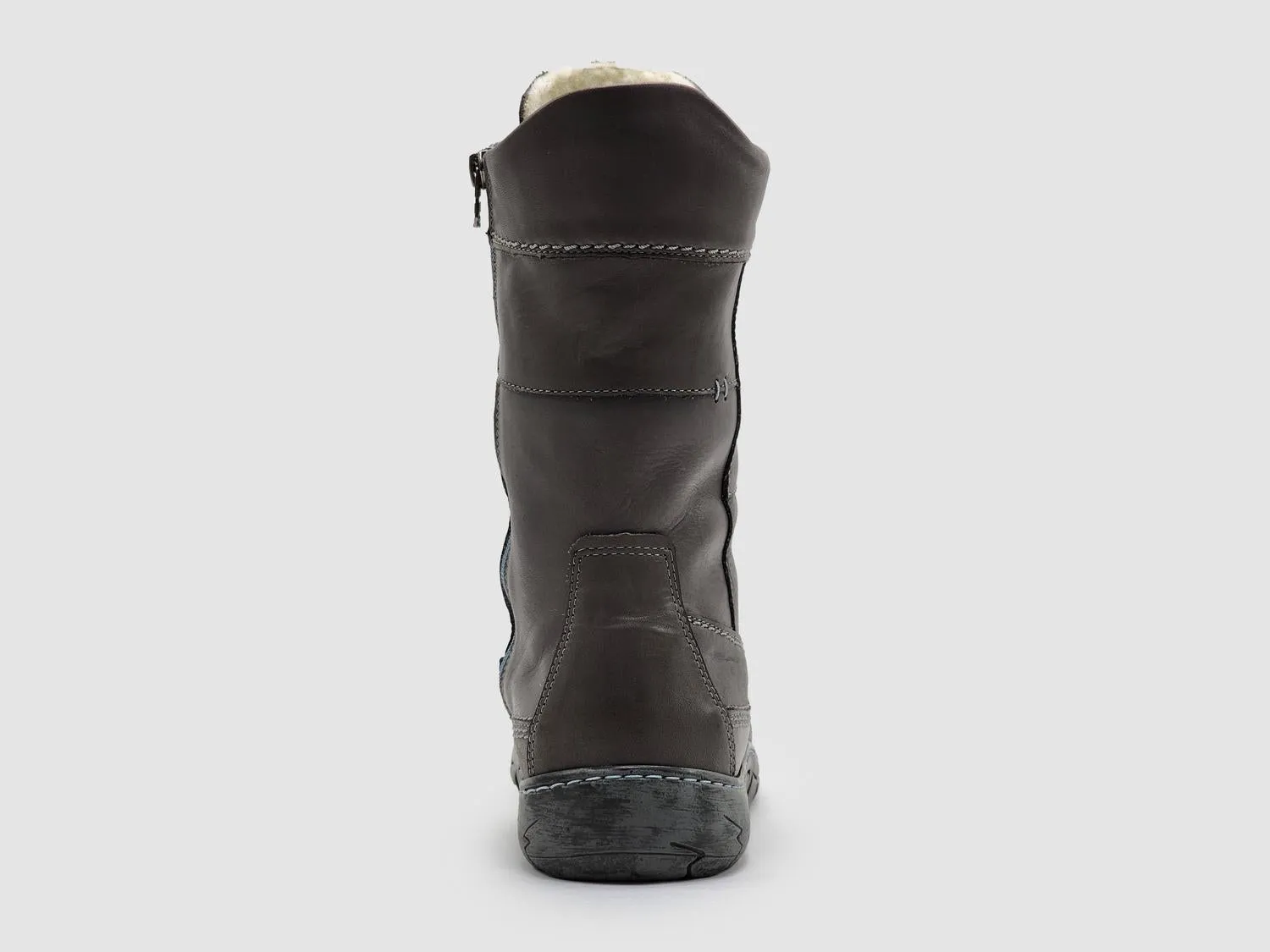 WomenS Original Tall Thick Zip-Up Leather Boots In Dark Grey