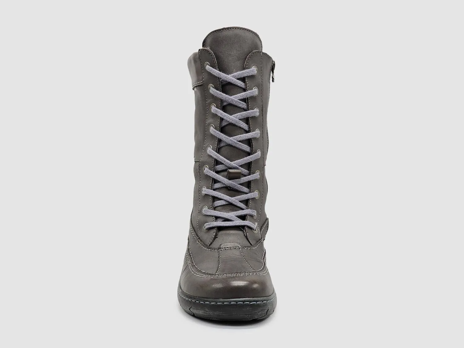 WomenS Original Tall Thick Zip-Up Leather Boots In Dark Grey