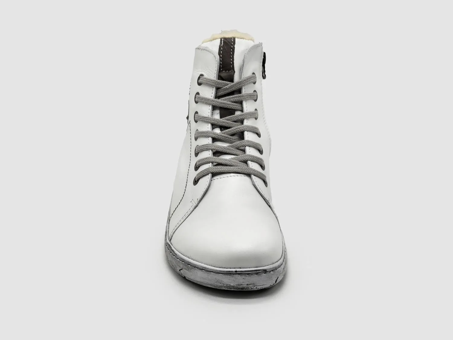 Women's Original Thick Wool-Lined Zip-Up Leather Boots In White