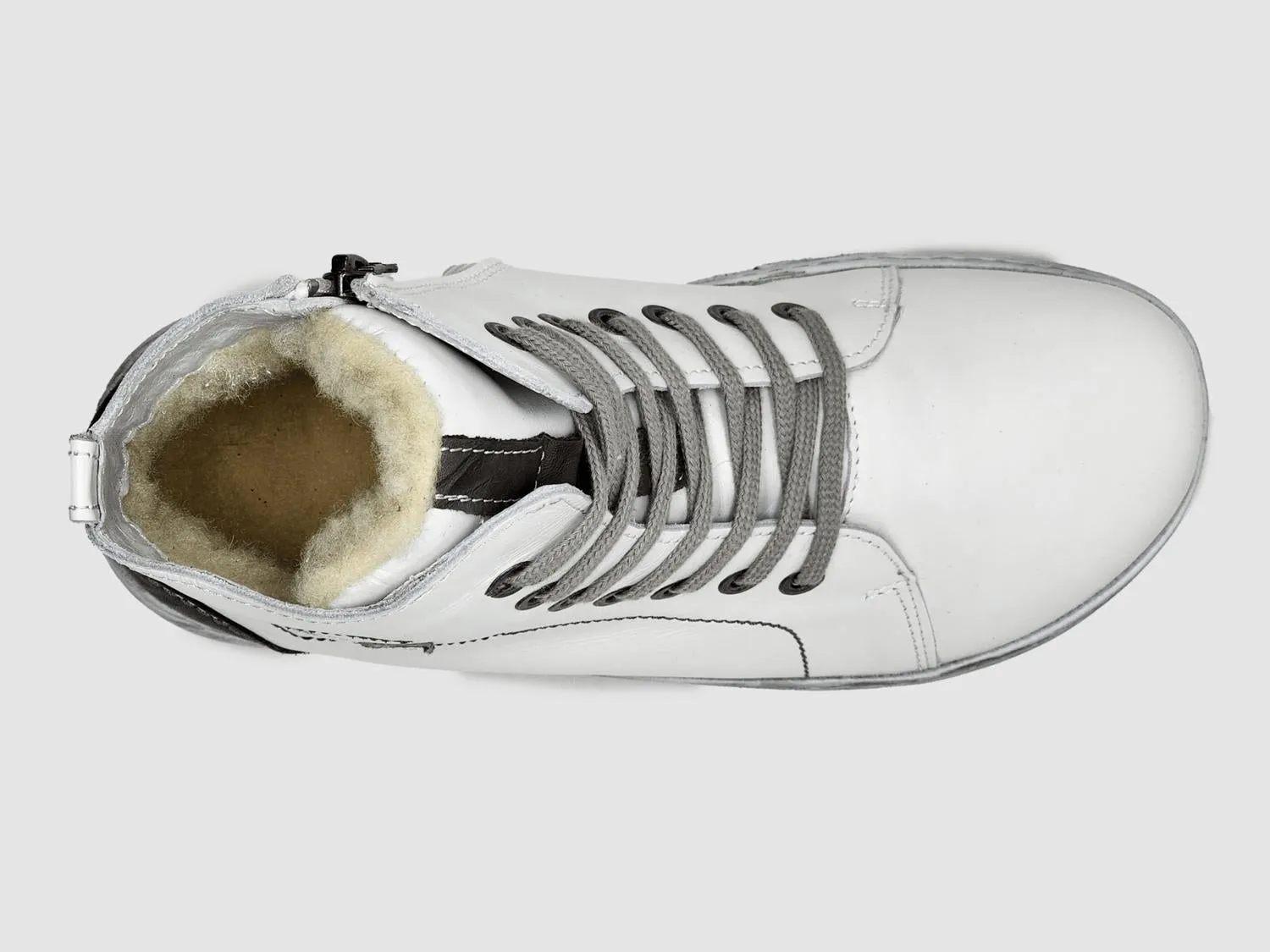 Women's Original Thick Wool-Lined Zip-Up Leather Boots In White
