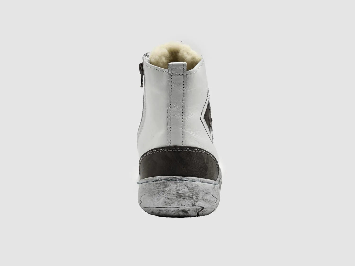 Women's Original Thick Wool-Lined Zip-Up Leather Boots In White
