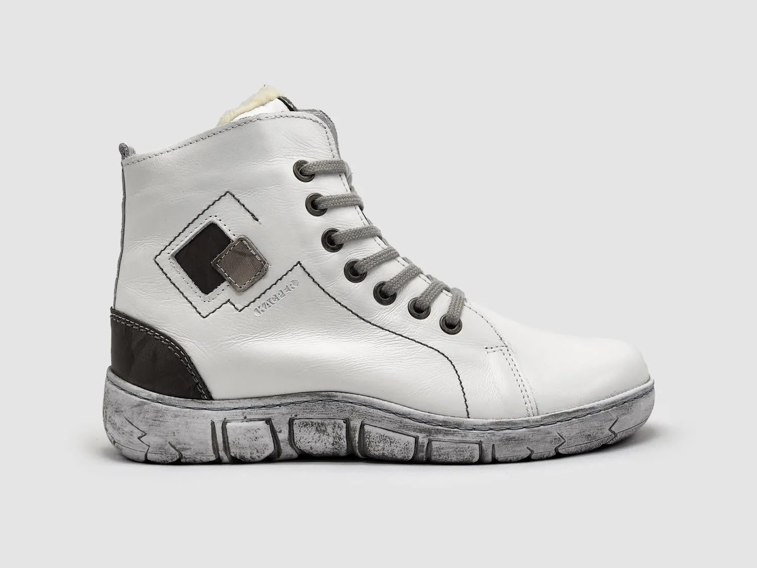 Women's Original Thick Wool-Lined Zip-Up Leather Boots In White