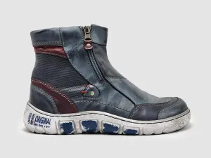 Women's Original Zip-Up Leather Boots In Navy Blue