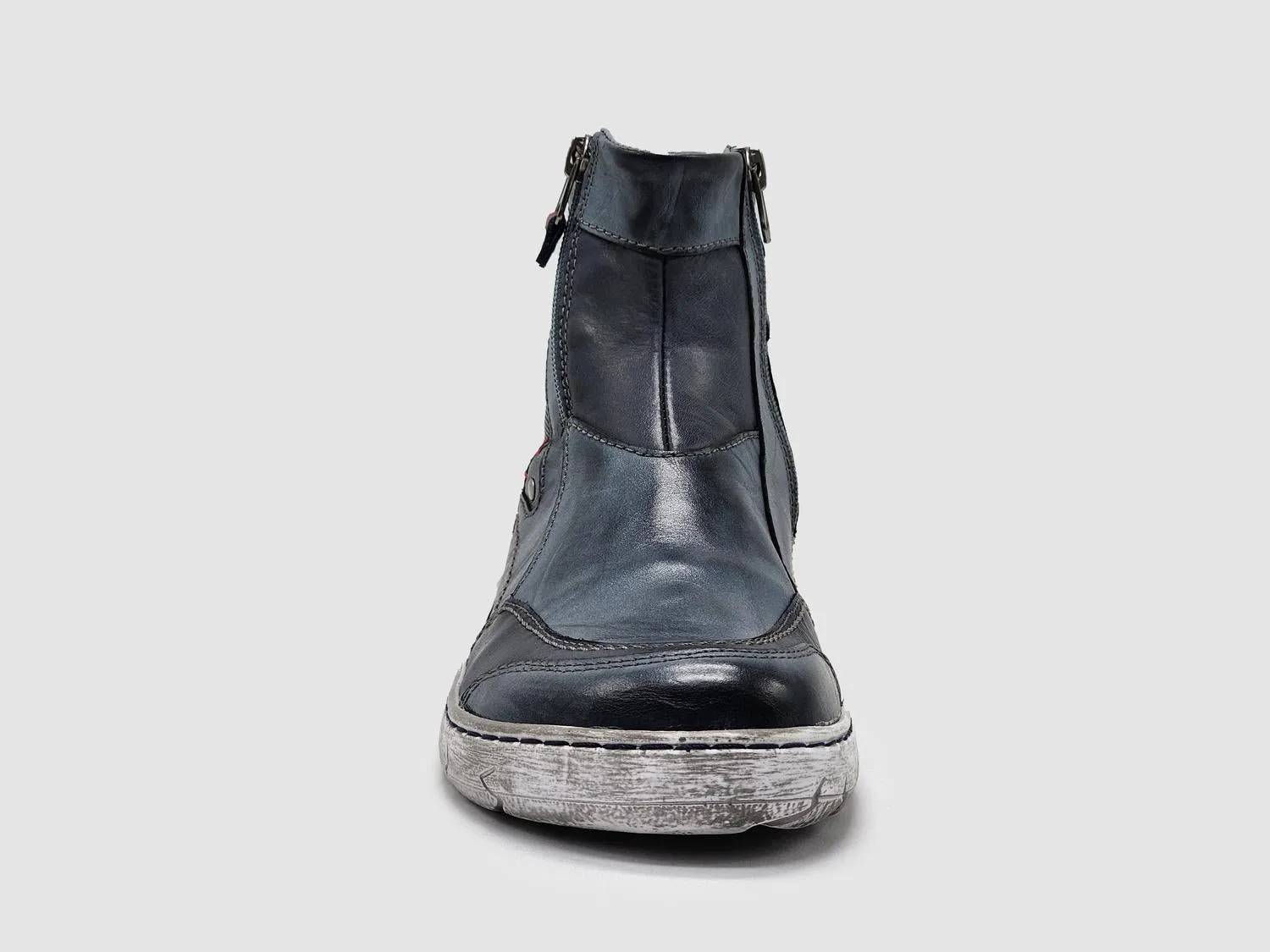 Women's Original Zip-Up Leather Boots In Navy Blue