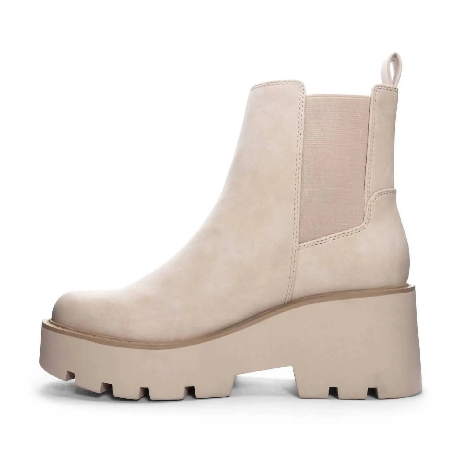 Women's Pull On Chunky Heeled Bootie In Taupe
