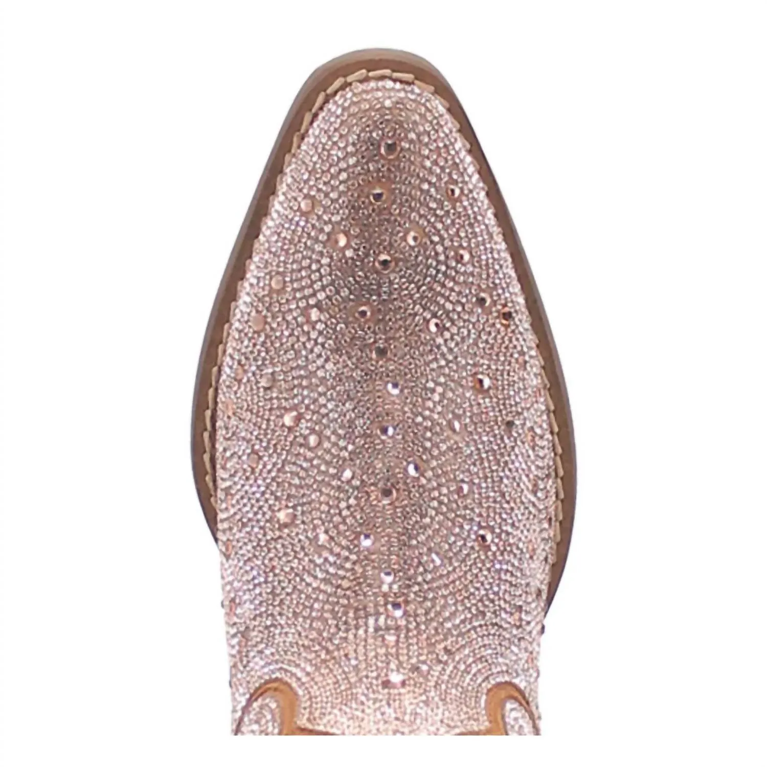 Women's Rhinestone Cowgirl Short Boot In Rose Gold