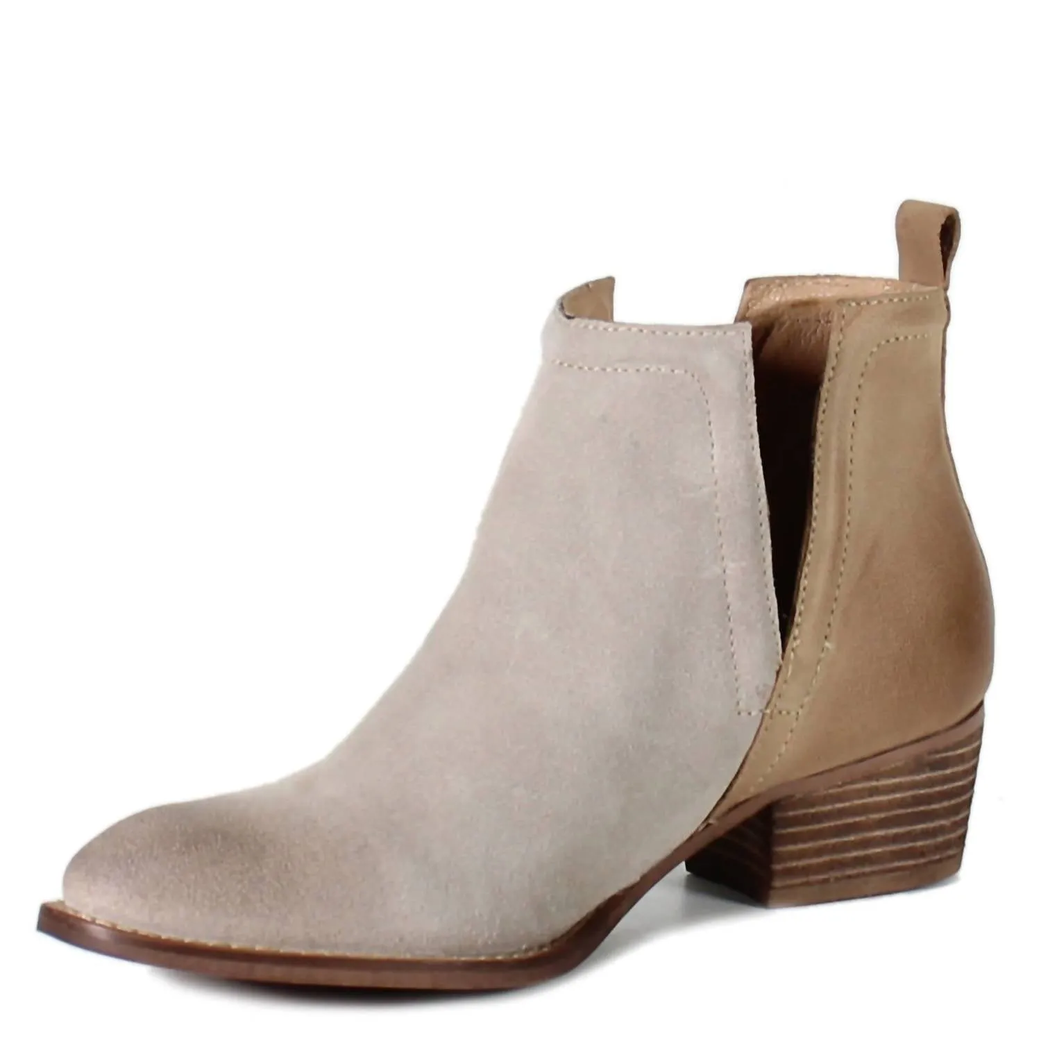Women's Stop By Ankle Boots In Sand Suede/ Cognac Leather