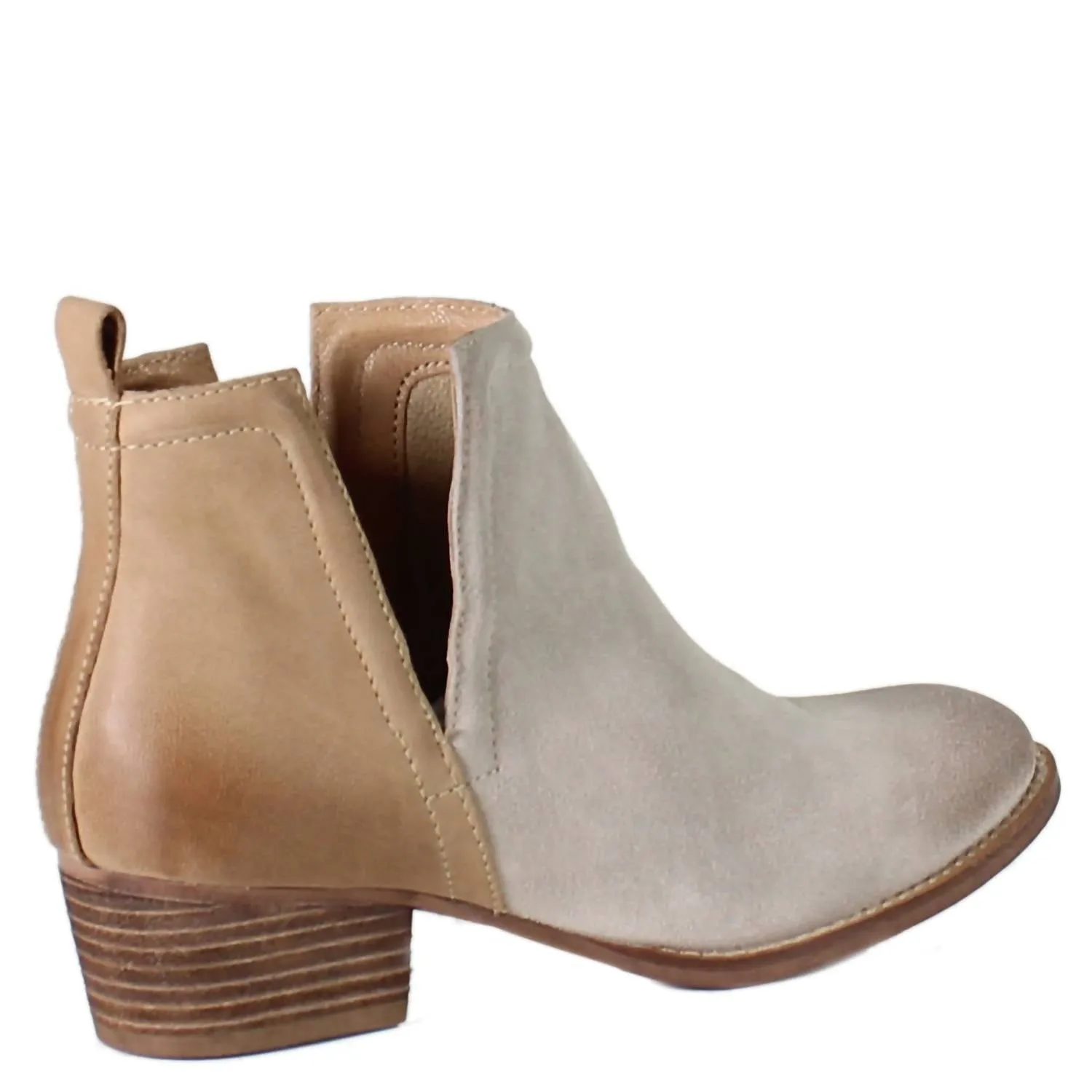 Women's Stop By Ankle Boots In Sand Suede/ Cognac Leather