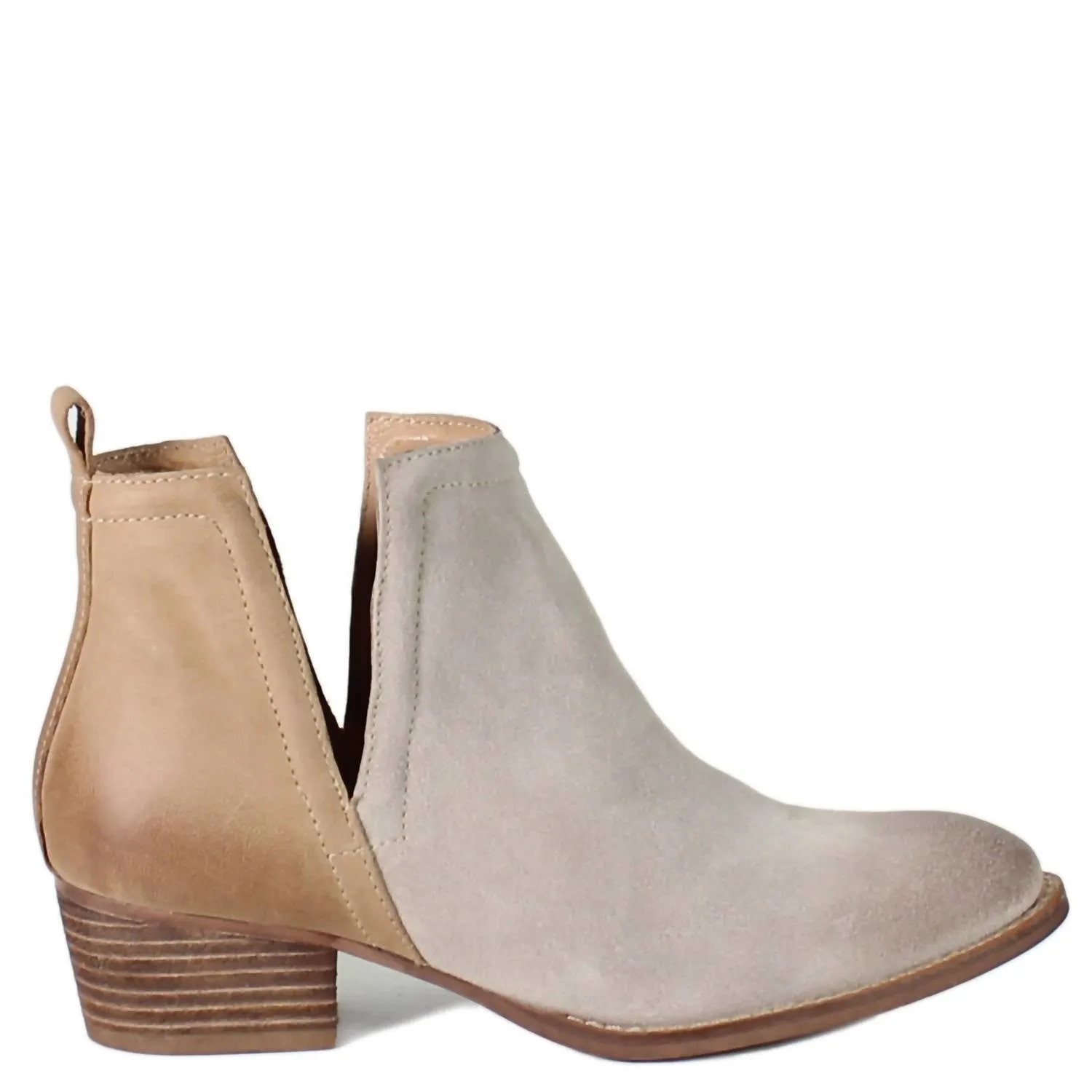 Women's Stop By Ankle Boots In Sand Suede/ Cognac Leather