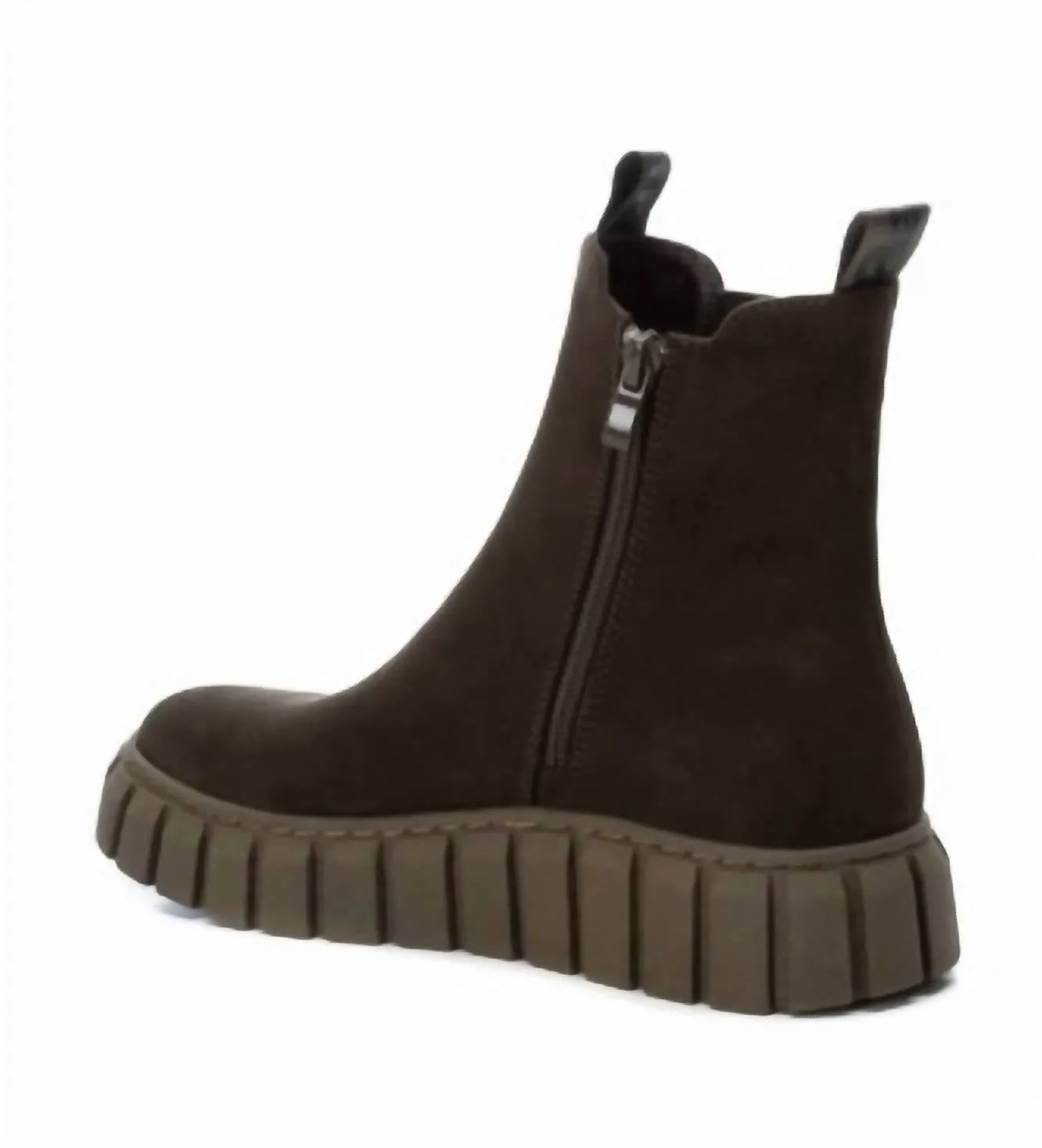 Women's Suede Booties In Khaki