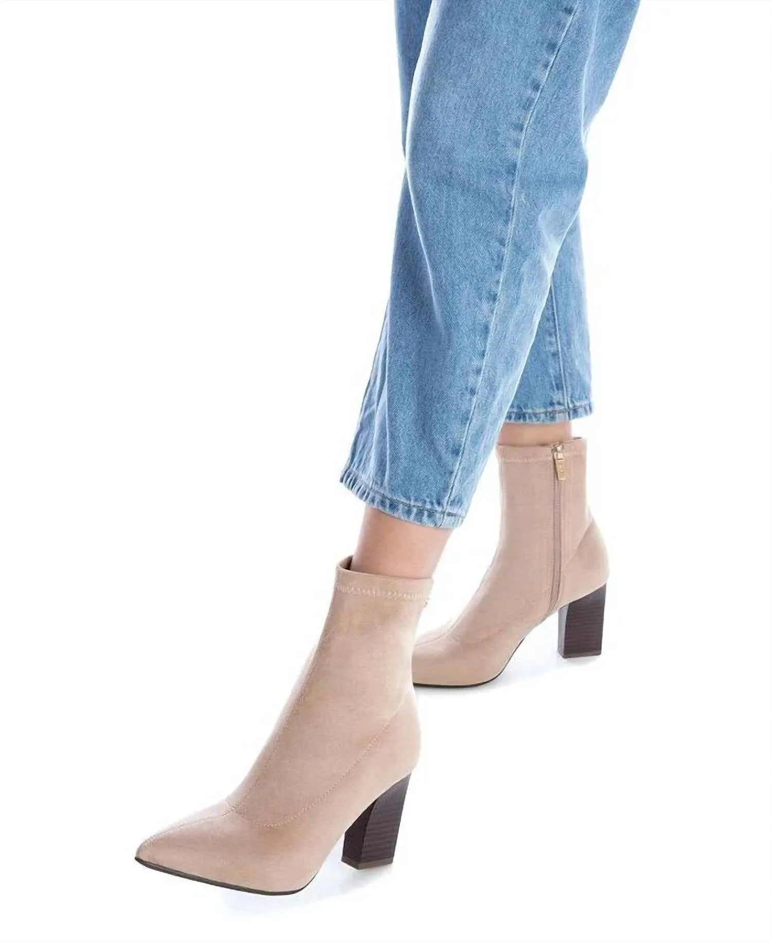 Women's Suede Dress Booties In Medium Beige