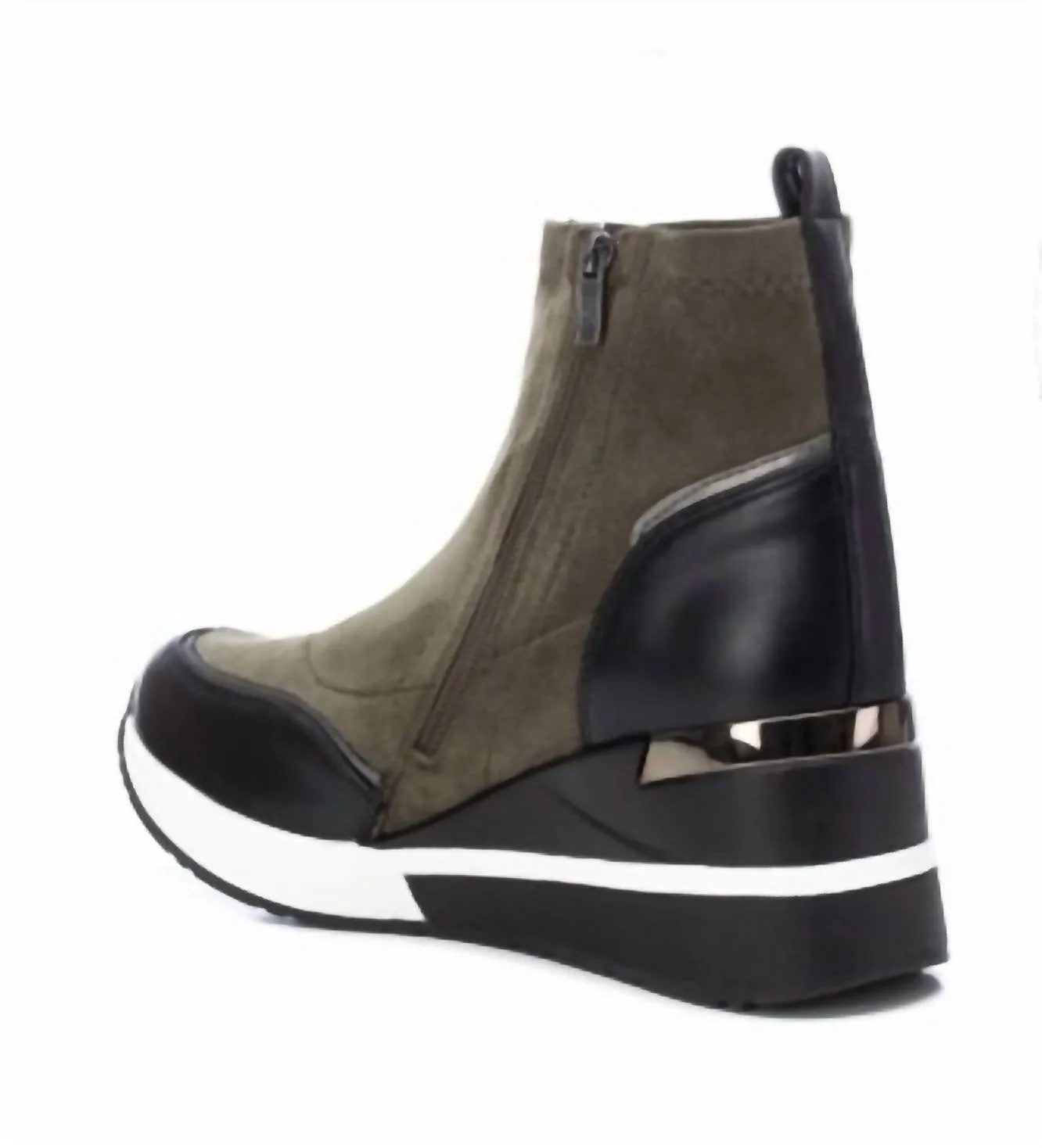 Women's Suede Wedge Booties In Open Green