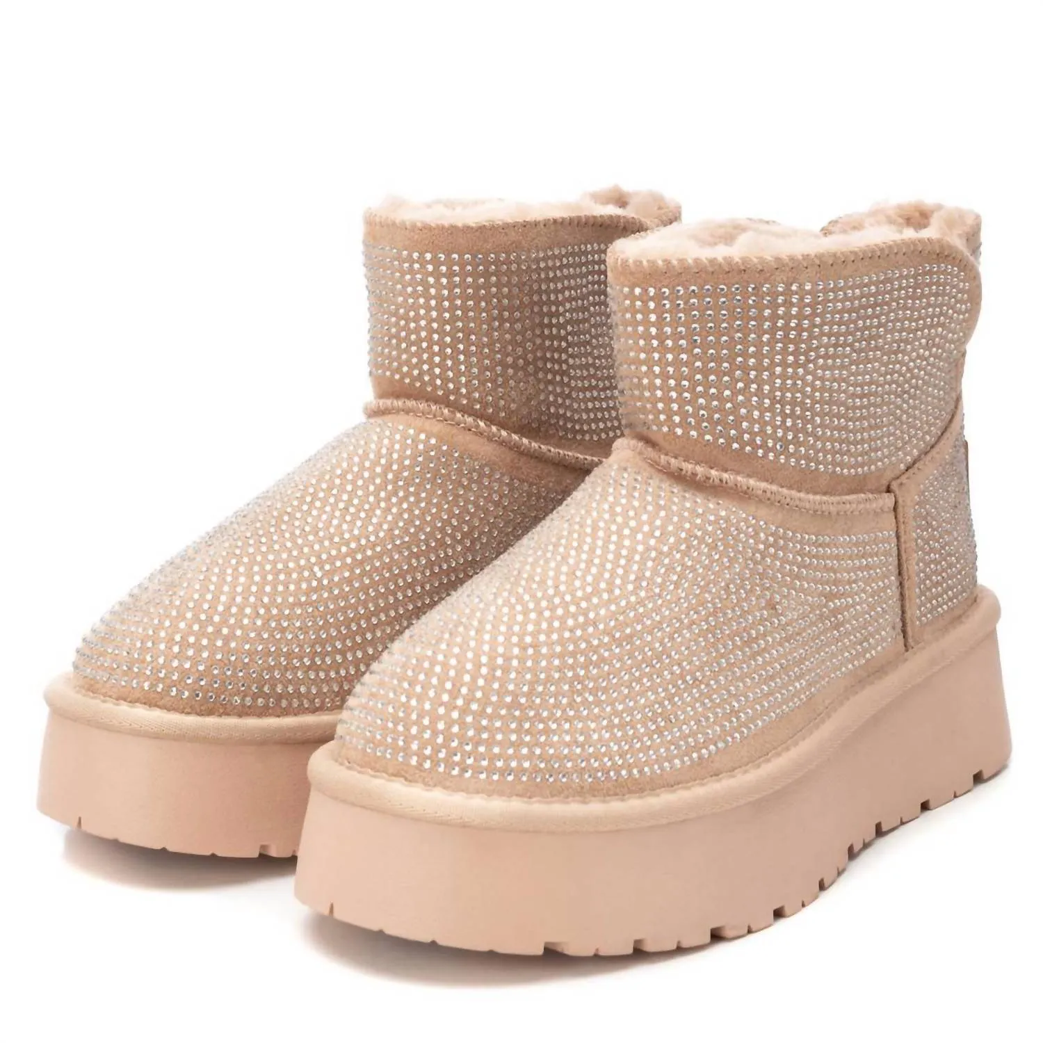 Women's Winter Suede Booties In Beige