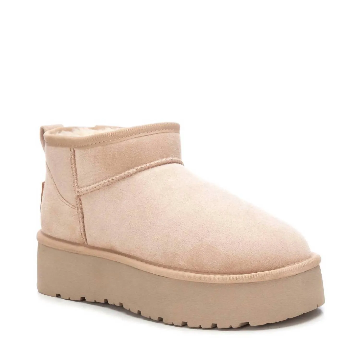 Women's Winter Suede Booties In Beige