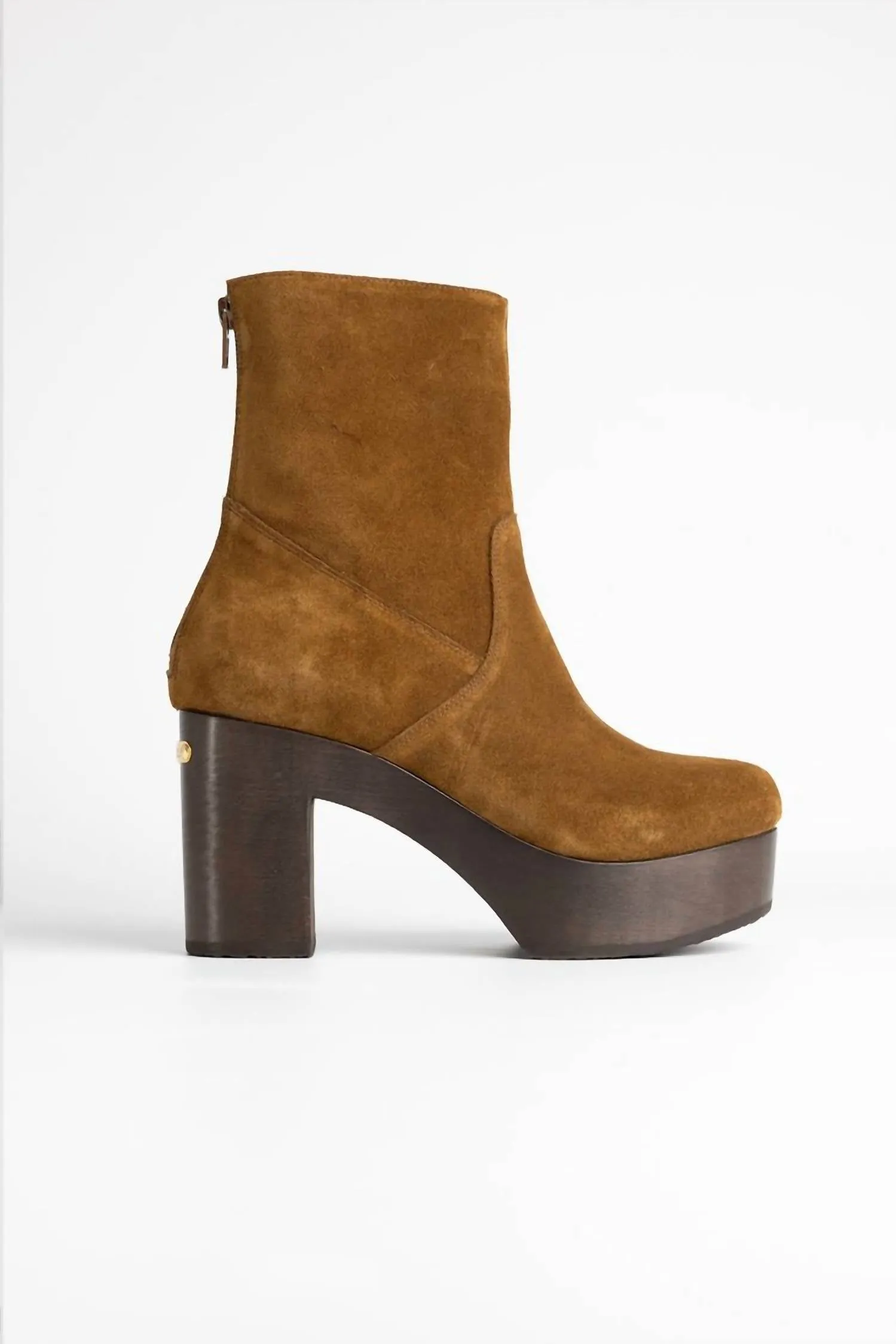 Women's Yerk Velvet Ankle-Boot Clogs In Velvet Leather Acacia