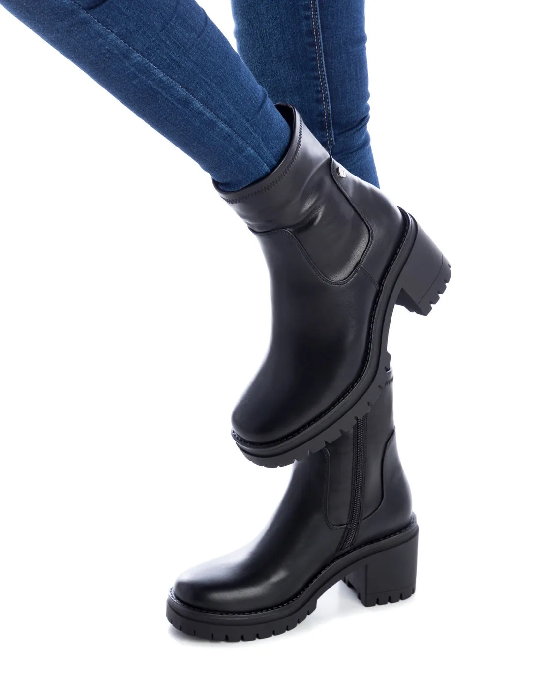 Xti Women's Ankle Booties with side zipper and elastic shaft