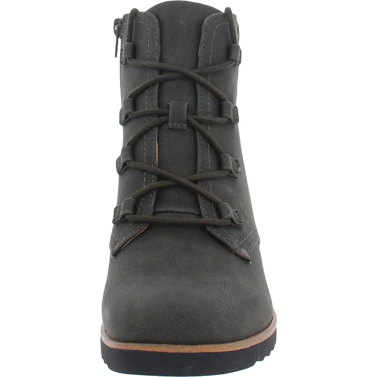 Zone Womens Leather Ankle Wedge Boots