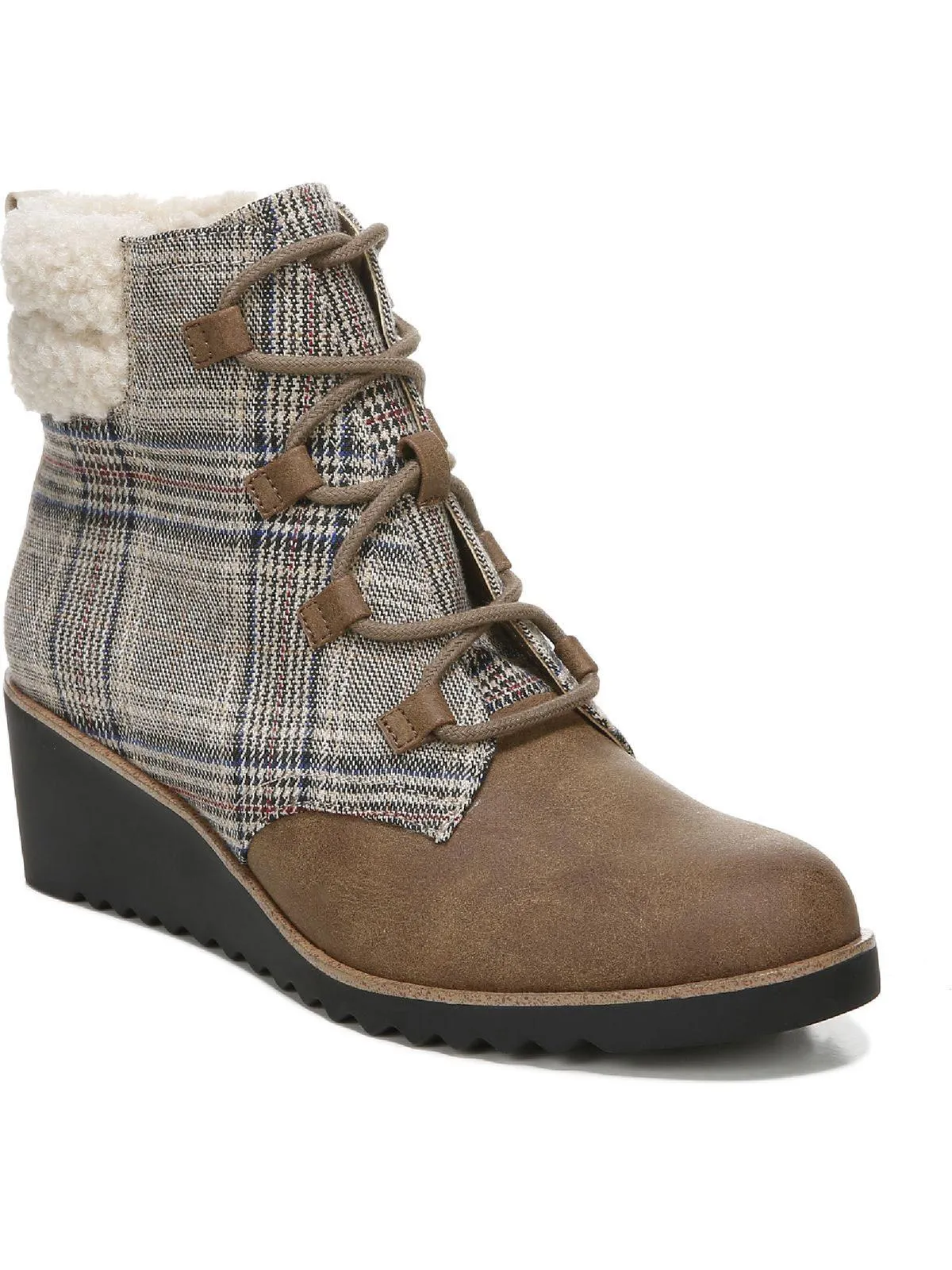 Zone Womens Leather Ankle Wedge Boots