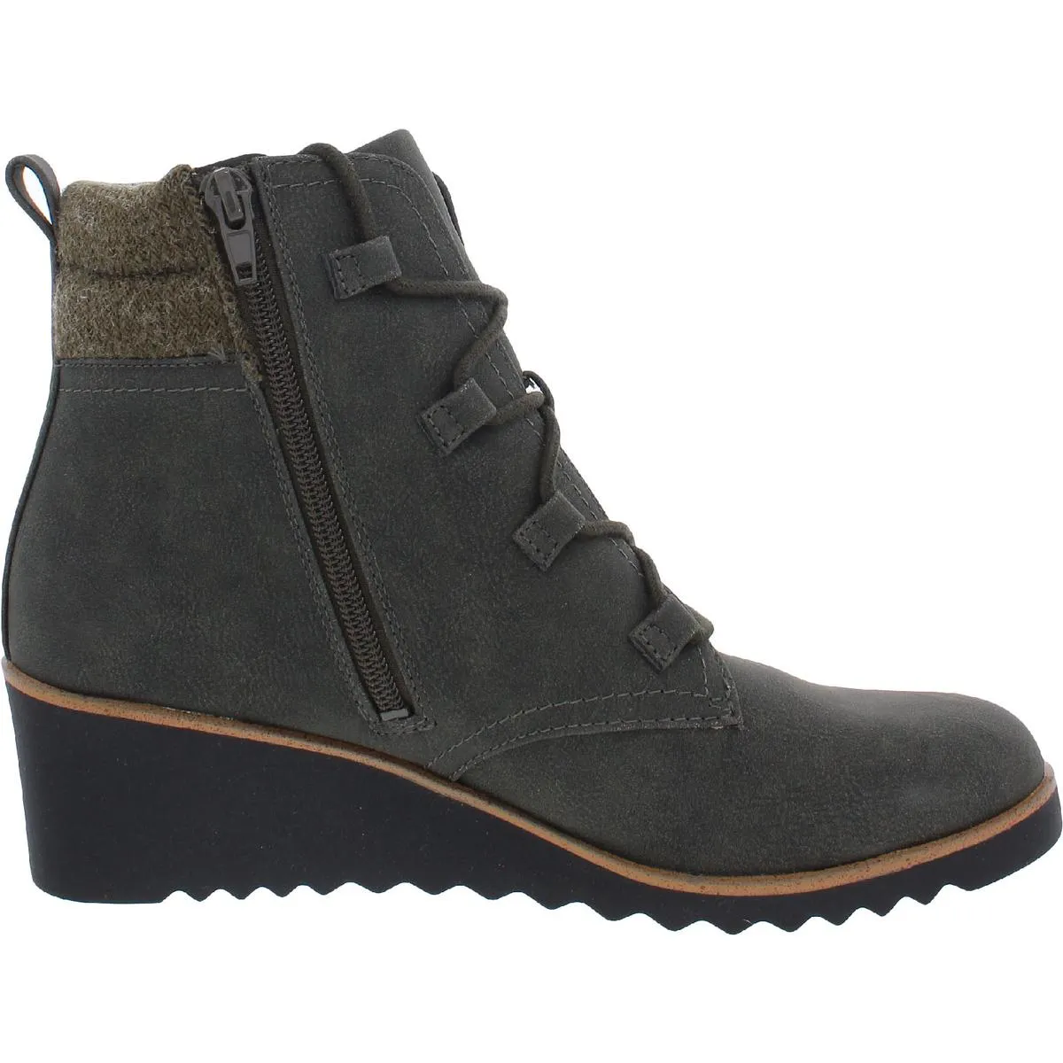Zone Womens Leather Ankle Wedge Boots