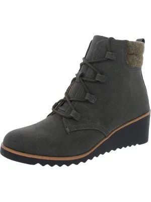 Zone Womens Leather Ankle Wedge Boots