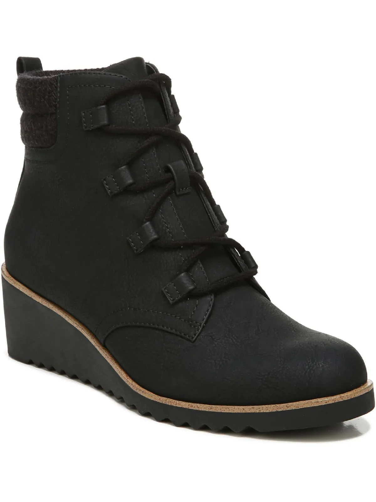 Zone Womens Leather Ankle Wedge Boots