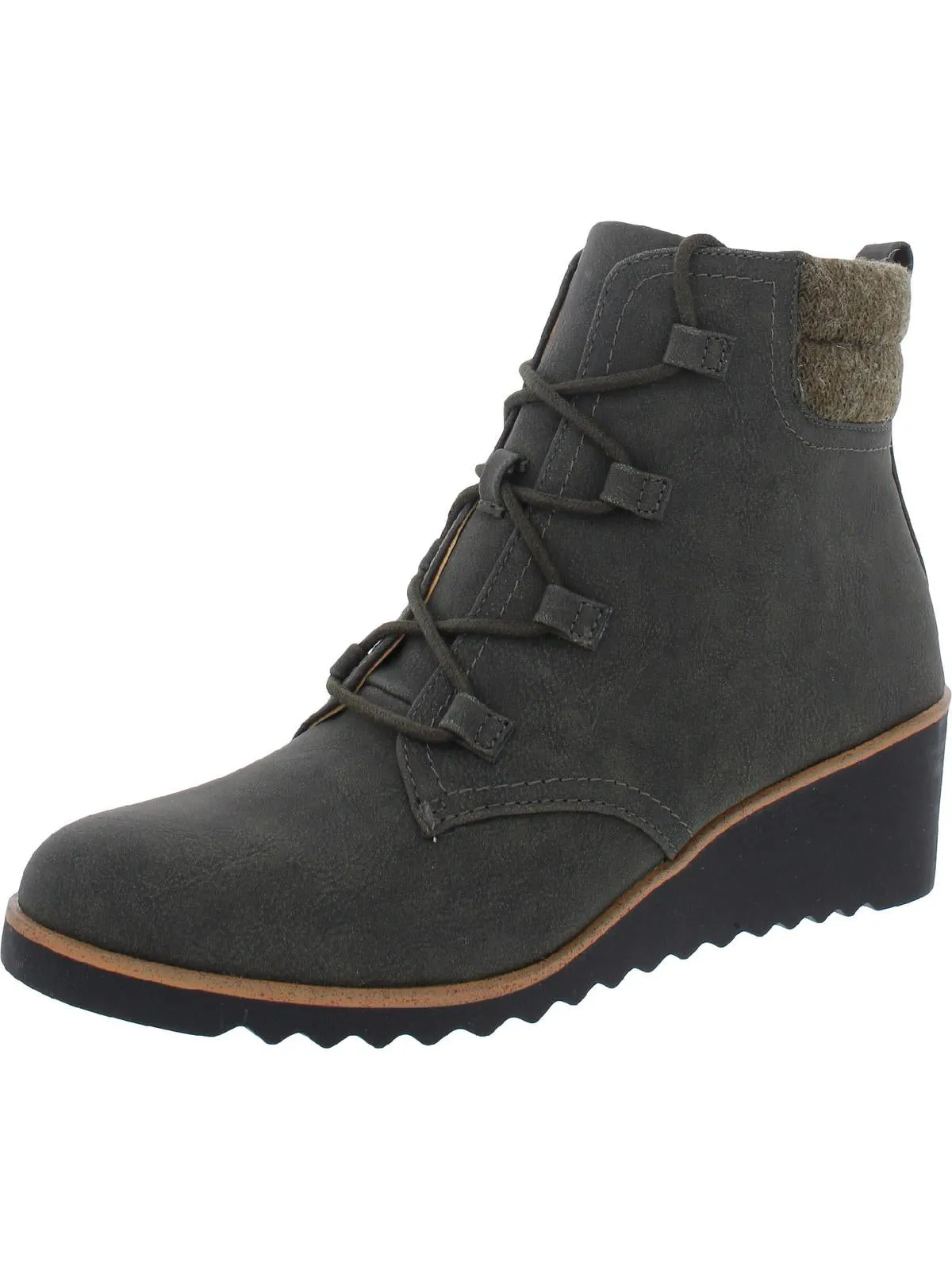 Zone Womens Leather Ankle Wedge Boots